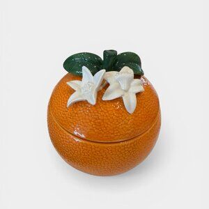 Bath & Body Works 2008 slatkin ceramic tropical orange flower candle 5.5oz Used